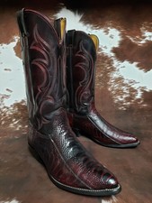 Nocona Vintage Genuine Ostrich Leg Black Cherry Western Cowboy Boots Mens 9 D
