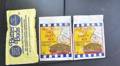 Vintage CHARLIE BROWN CHEX Party Mix Seasoning Sealed + Butter Buds Collectible