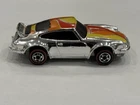 Red Line Hot Wheels P-911 Porsche Diecast Car Silver Orange Yellow Flames  1974