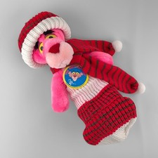 Pink Panther Christmas Plush 10.5-11&rdquo; Vintage 1980 tag Knit Cap Scarf Stocking
