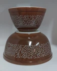 2 Vintage PYREX Woodland Brown Mixing Bowls #403 & #401