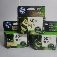 3 Pack HP 60XL Black Ink Cartridge Genuine Original NEW Exp October 2023-24