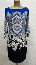 Image of Wallis Shift Dress Womens 8 Multi Paisley Stretch Summer Long Sleeve Round BNWT