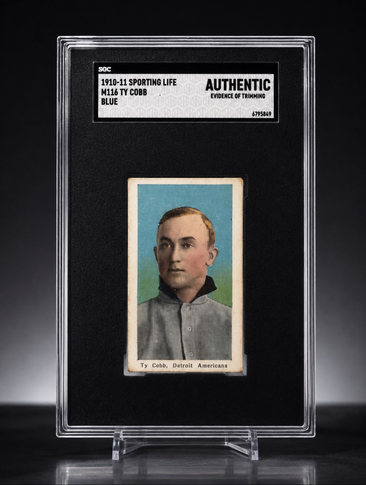 1910-11 M116 Sporting Life Ty Cobb Blue Background SGC Authentic 📈 Eye Appeal view 5