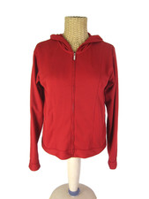 Nike Dri Fit Women S Red LS Hooded Running Athletic Short Full Zip Jacket