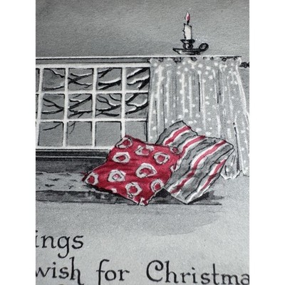 Antique 1920 Litho Postcard Ephemera New Christmas & New Year Cozy Winter Couch