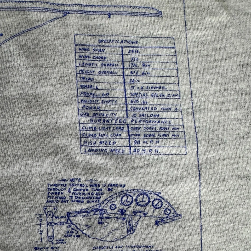 Camisa Pietenpol Air Camper Vintage Esquemática Gris Para Hombre Talla XL Avión Y2k Foto 4 de 4