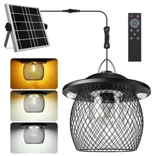LÃ¡mpara colgante solar metal malla E27 3 colores 5 modos interior exterior g...