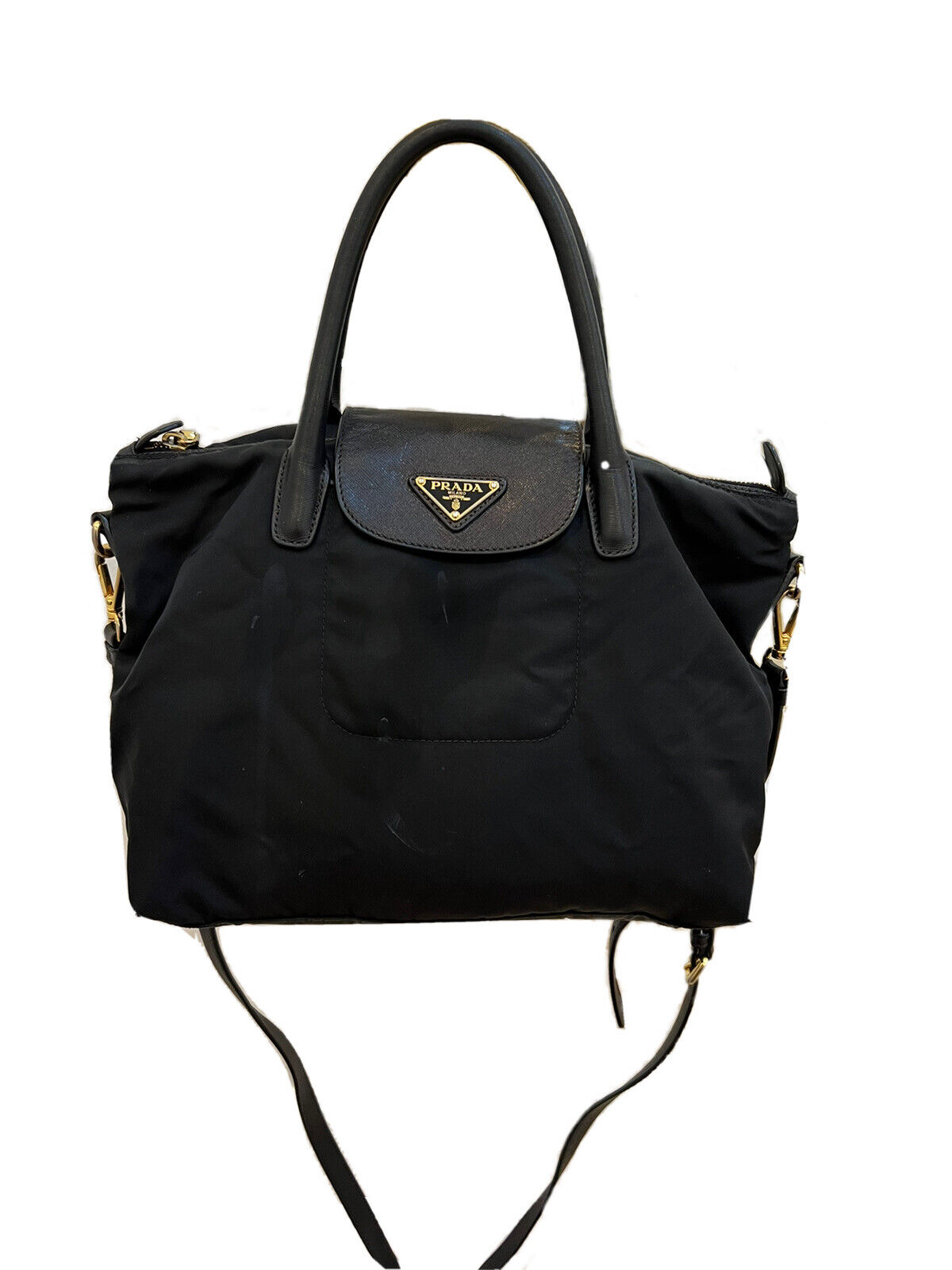 Prada Black Tessuto Nylon and Leather Crossbody Bag