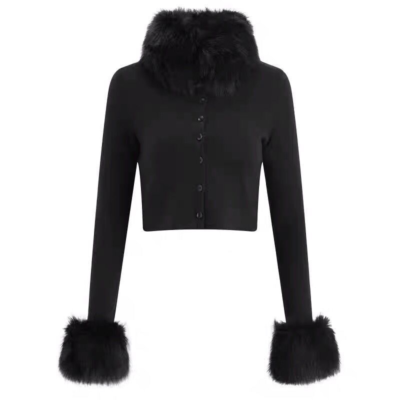 Flawed Double D Ranch Duster Sweater Fur Collar Large As Is