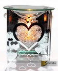 Glass Heart Fragrance Oil Burner Yankee Candle Wax Tart Warmer Tealight Holder
