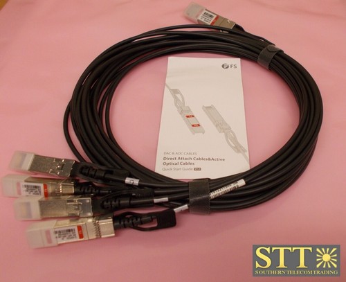 Q-4SPC03 FIBER STORE 40G QSFP+ TO 4X10G SFP+ DIRECT ATTACH CABLE 10FT NEW - Picture 3 of 5