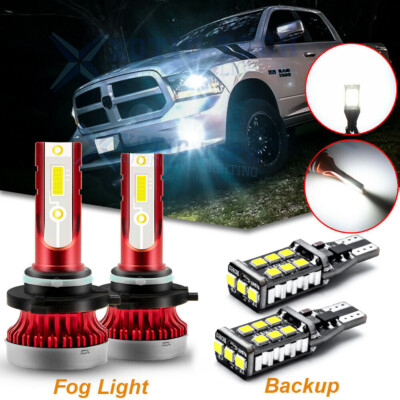 For Dodge RAM 1500 2500 3500 2010 2011 2012 LED Fog Light + Backup Reverse Bulbs