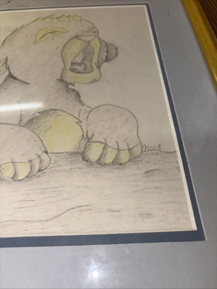 Dibujo Simba del Rey León firmado enmarcado - Arte infantil para bebé niño Foto 2 de 4