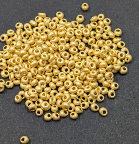 Magatamas Glass Seed Beads Japan Matte Gold 3mm 10 Grams Small Tube