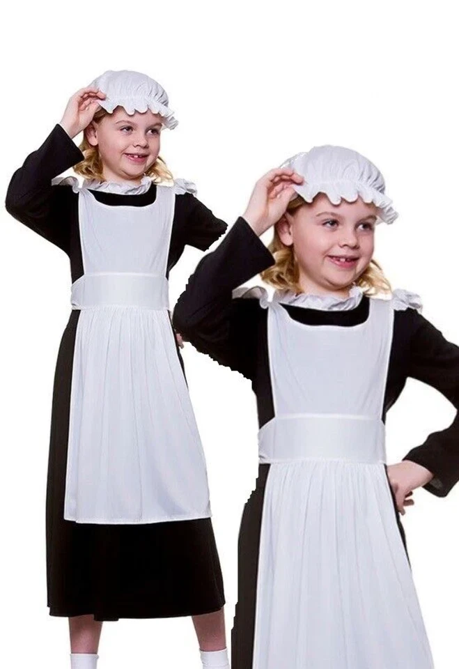 Victorien Soubrette Costume Fille École Jour Costume Déguisement Âge 3-13 - Photo 1/1