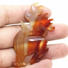 hand carved white red stripe agate jade stag sika deer shape decorations P352