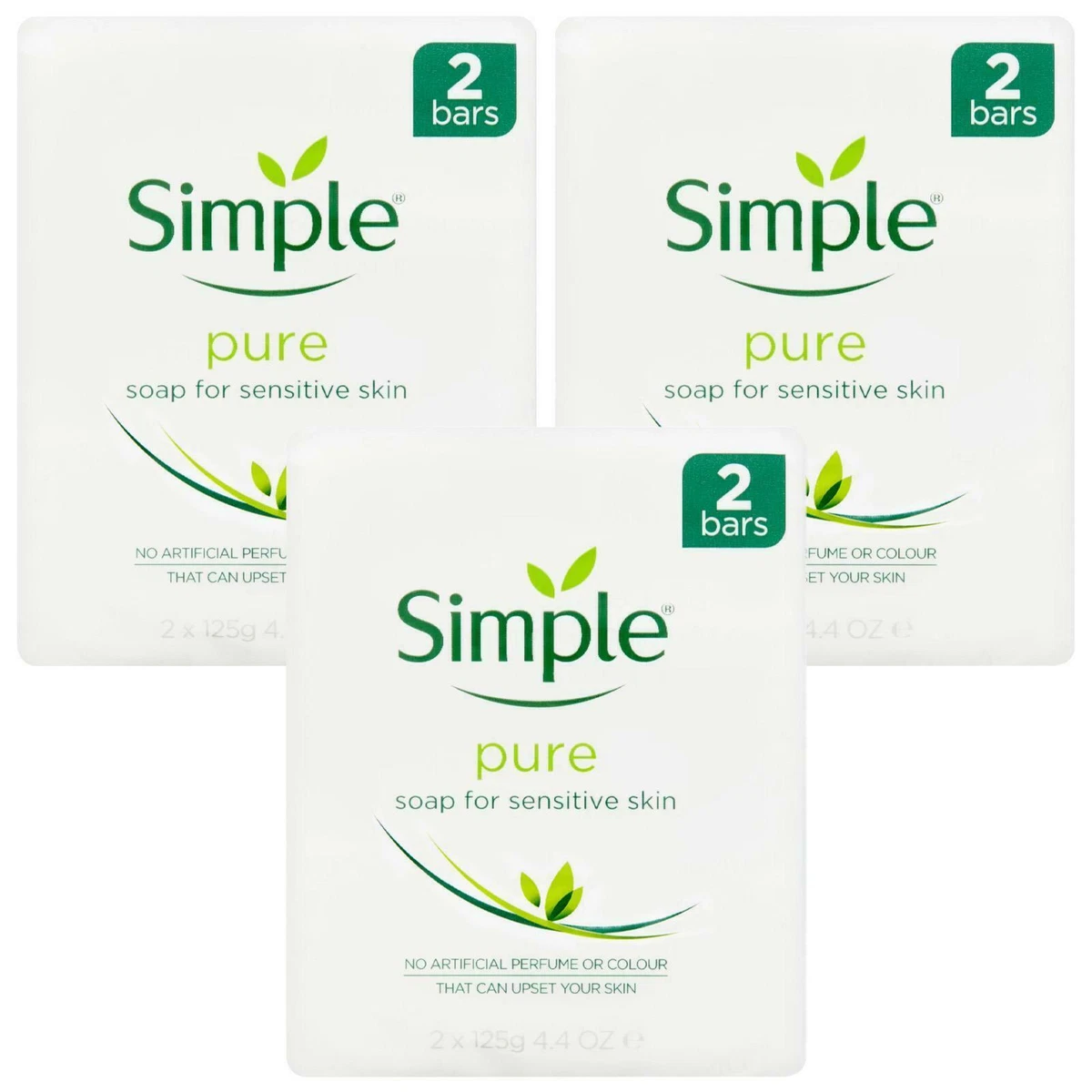 Simple Pure Soap Bar For Sensitive Skin Face Body Soap Twin Pack