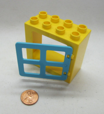 Lego Duplo Yellow & Azure Blue Window Pane Door Unit Building Block 2X4