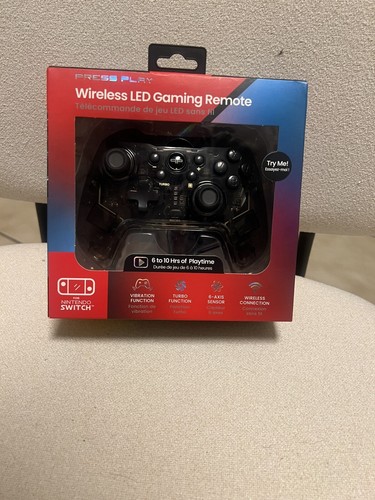 Nintendo Switch Wireless Controller - Press Play LED Gaming Remote- Dark Clear