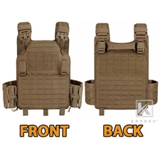 KRYDEX Tactical Plate Carrier Quick Release Laser Cut MOLLE Panel w/ Clip Coyote