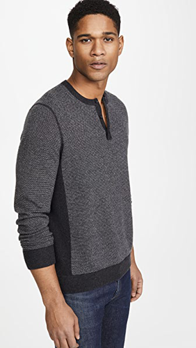 M494 NWT VINCE WOOL CASHMERE BIRDEYE HENLEY MEN SWEATER SIZE XXL $295 - Picture 2 of 3
