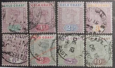 Gold Coast Scott # 26-27, 29-31, 33-35, Part-Set of 8, Mixed Mint & Used