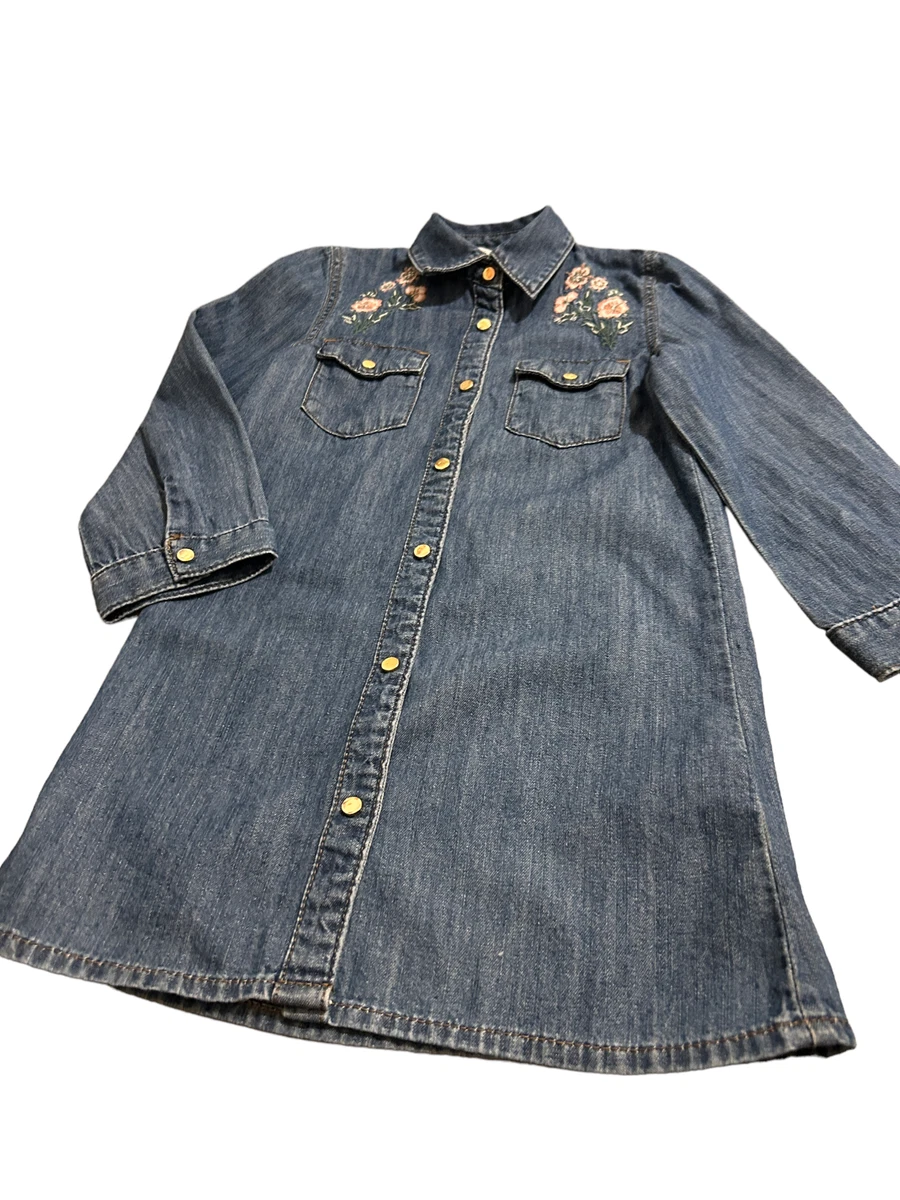 Primark Denim Co Kids Blue Jeans Long Sleeves Shirt Dress 4