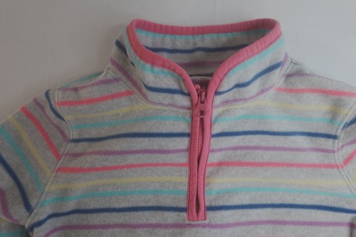 OshKosh B'gosh Girls 6X Rainbow Stripe Fleece Pullover 1/4 Zip Pastel Cozy - Picture 2 of 7