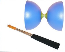 Henrys Circus Diabolo Blue with ULK2 GREEN + Henrys Aluminium Rods 325 Black
