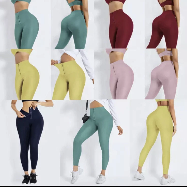 Mujeres Neopreno Cintura Alta Leggings Sauna Entrenamiento Yoga Pantalones Amarillo Mediano ☼ Foto 3 de 4