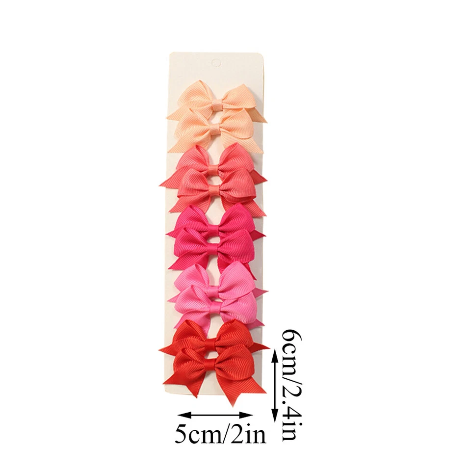 10Pcs/set Mini Small Baby Girl Kids Ribbon Hair Clip Bows Clips Cute Bow School↕ - Image 2 of 4