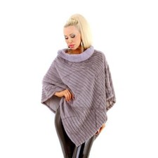 Donna Pelliccia Sintetica Poncho Cape Scialle Asimmetrico Grigio 34 - 42 #J1033