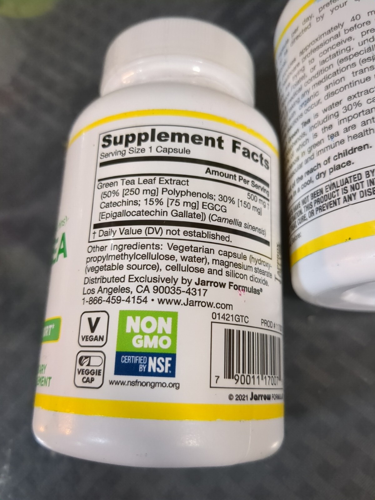 2 Pks Jarrow Formulas - Green Tea Antioxidant 500mg 100 Veg Caps  Each 01/24