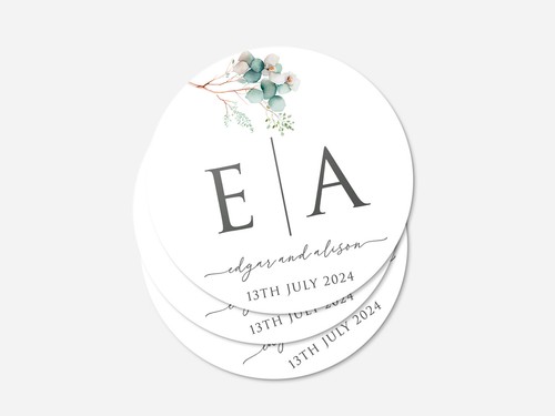 Personalised wedding round sticker labels, custom stickers - Picture 4 of 7