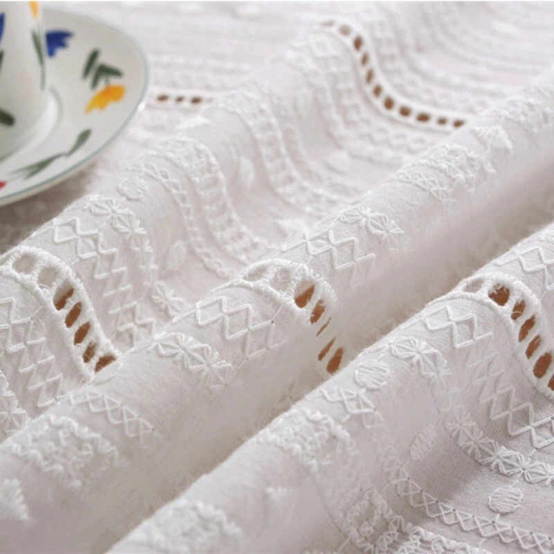 French Romantic Hollow Out Lace Coffee Table Cloth Plain Table Cover Decor Home - Image 3 of 4