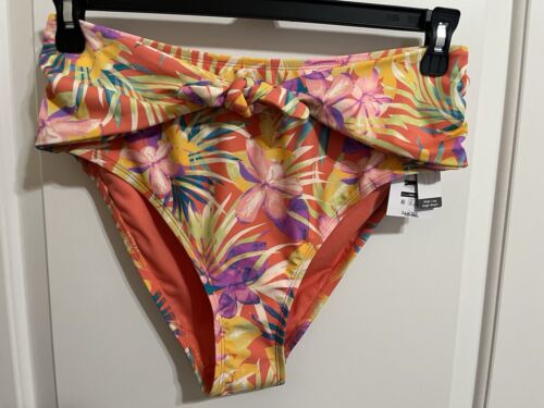 NWT Ladies Time & Tru Floral Bikini Bathing Swim Suit Bottoms Size M High Waist