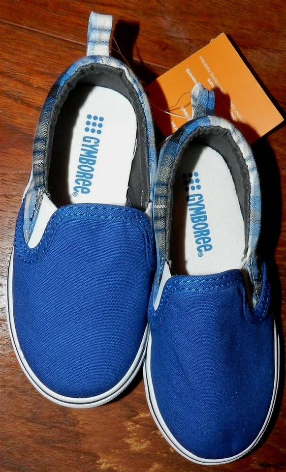 Zapatillas de Lona Azul Zapatos a Cuadros Gymboree Niño Talla 7M Nuevas Foto 2 de 3