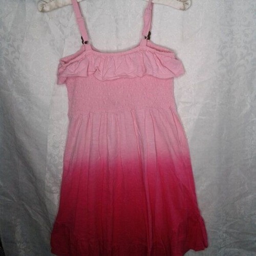 Cherokee Girls Dress Pink Gradient Scrunch Bead Strappy Ruffle Size L 10/12 - Picture 5 of 9