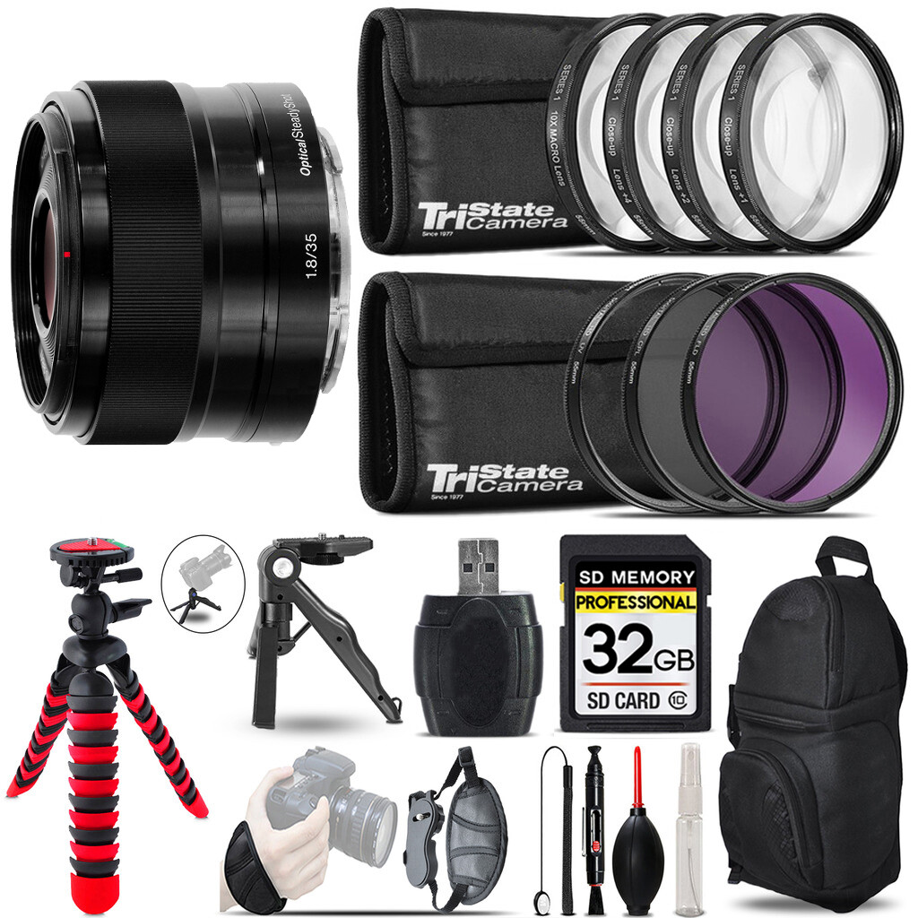 Sony E 35mm OSS Lens MACRO, UV-CPL-FLD Filter 32GB Kit