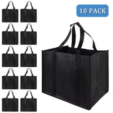 10pcs Reusable Grocery Bags Heavy Duty Shopping Bags Large Grocery totes black
