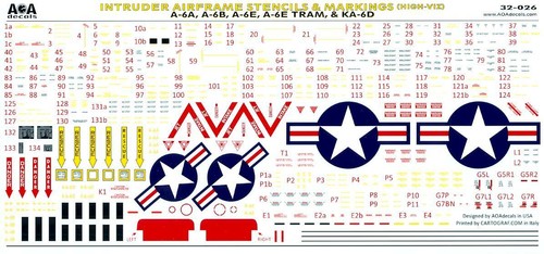 AOA Decals 1/32 GRUMMAN A-6A & A-6E INTRUDER VA-75 SUNDAY PUNCHERS Part 1 - Picture 3 of 8