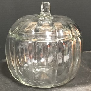 Clear Glass Pumpkin Candy Jar with Lid Halloween Fall Thanksgiving