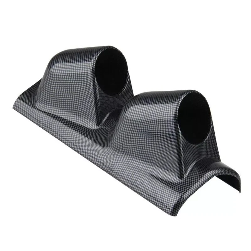 Universal 2" 52mm Left Driver Carbon Fiber A Pillar Dual 2 Hole Gauge Holder Pod - Image 3 of 4