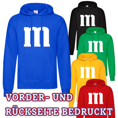 Hoodie m&m Herren   VORNE + HINTEN bedruckt   Kostüm Karneval   M und M  