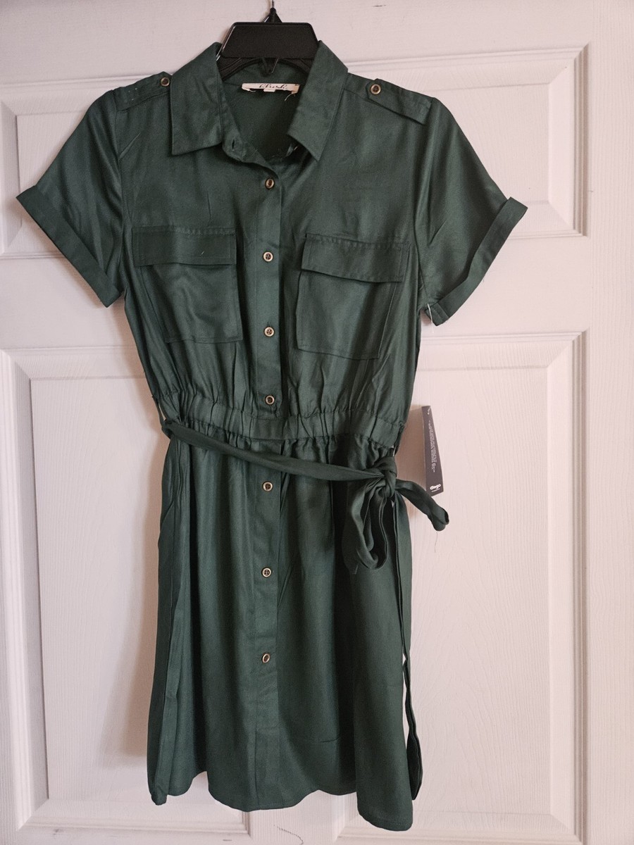 GoGo Apparels Above The Knee Green Utility Dress Size Small