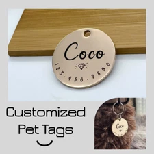 Pet Tags,Stainless Steel Charm,Personalized Engraved Dog Cat Name Tag,ID Tags