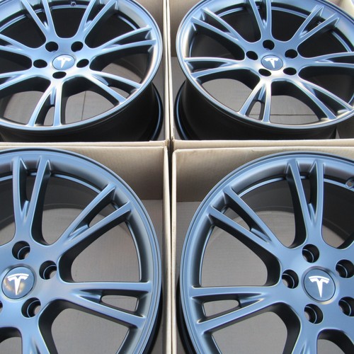 19” Tesla Model Y Gemini Factory Original OEM Wheels RIMS MATTE BLACK - Picture 3 of 6