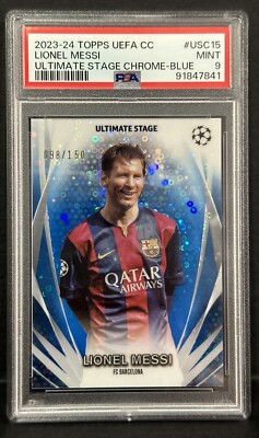 2023-24 Topps UEFA CC Barcelona Lionel Messi Ultimate Stage Blue