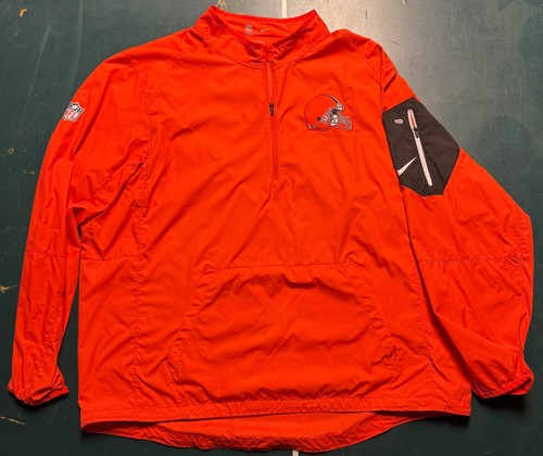 Cleveland Browns Nike Authentic Pullover Jacket 1/4 zip Orange 2XL